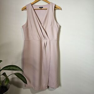 EUC EXPRESS BLUSH PINK V SURPLICE NECK TULIP STYLE MIDI DRESS SIZE LARGE